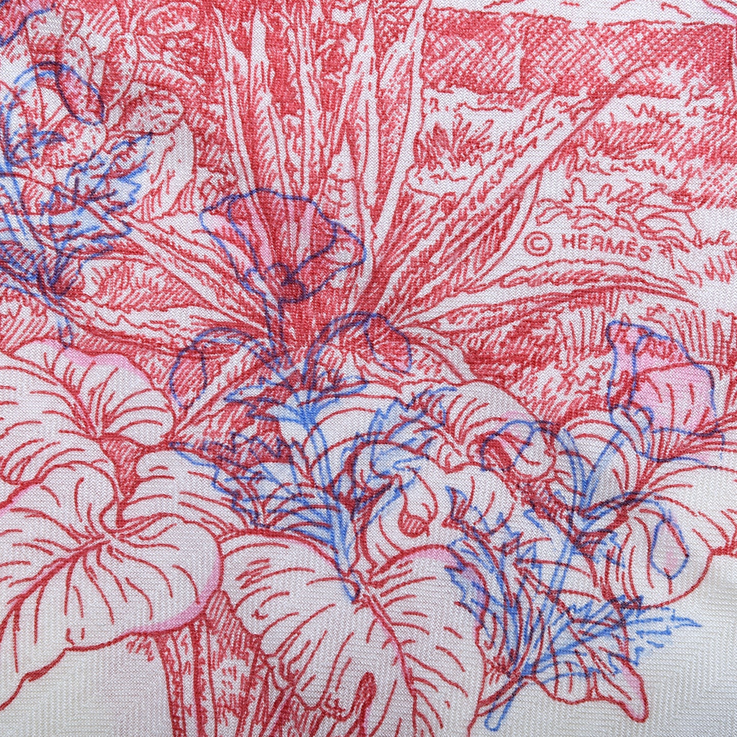 Cashmere Silk Le Jardin De Leila Au Bloc Shawl 140 Blanc Rose Vif Encre