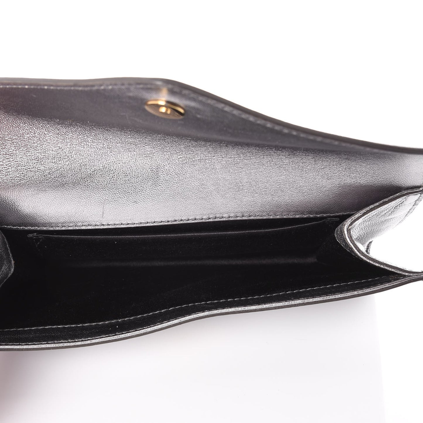 Metallic Calfskin Y-Mail Clutch Silver