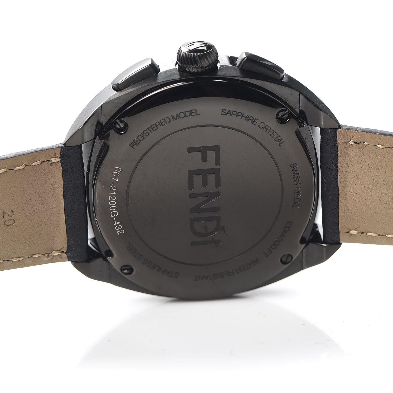 Fendi Stainless Steel Calfskin Diamond 40mm Momento Bugs Quartz Watch Black 3 of 4