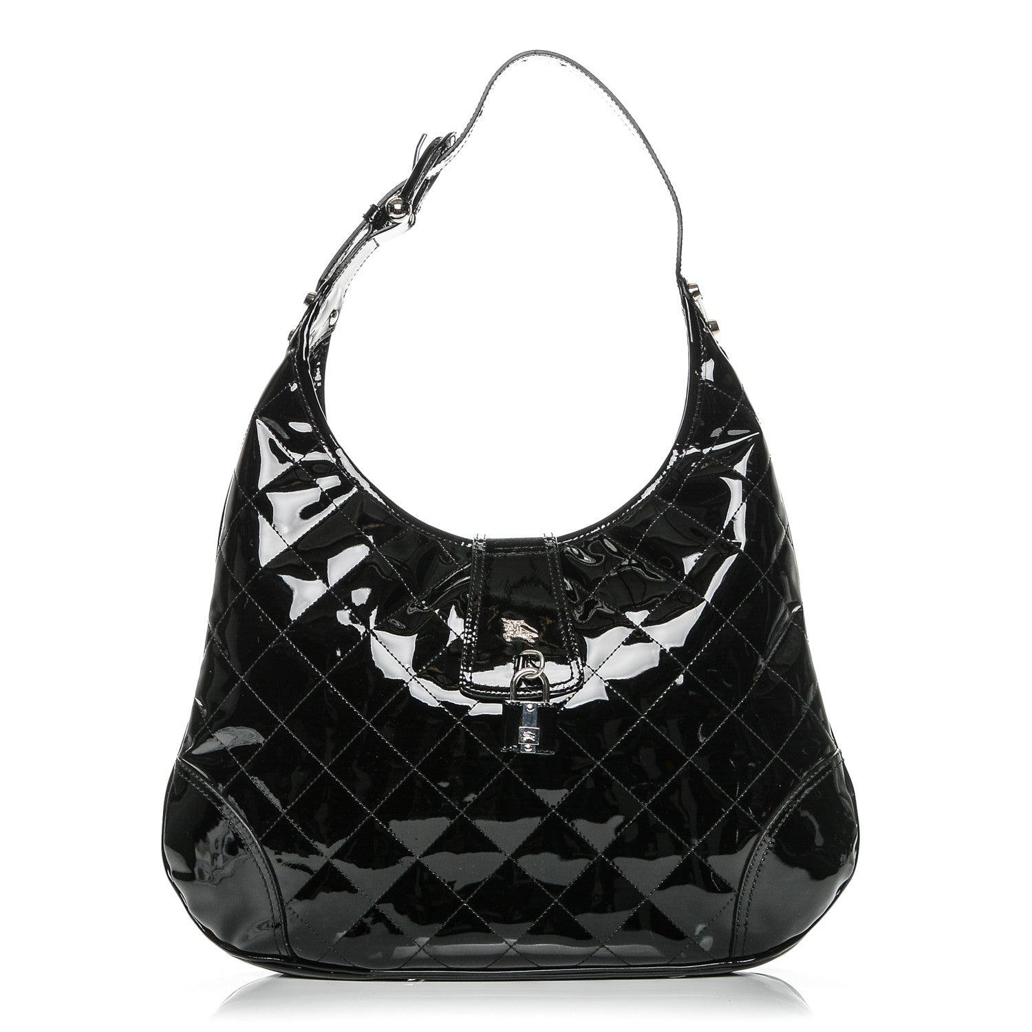 Burberry Patent Quilted Brook Hobo Black 1 of 7