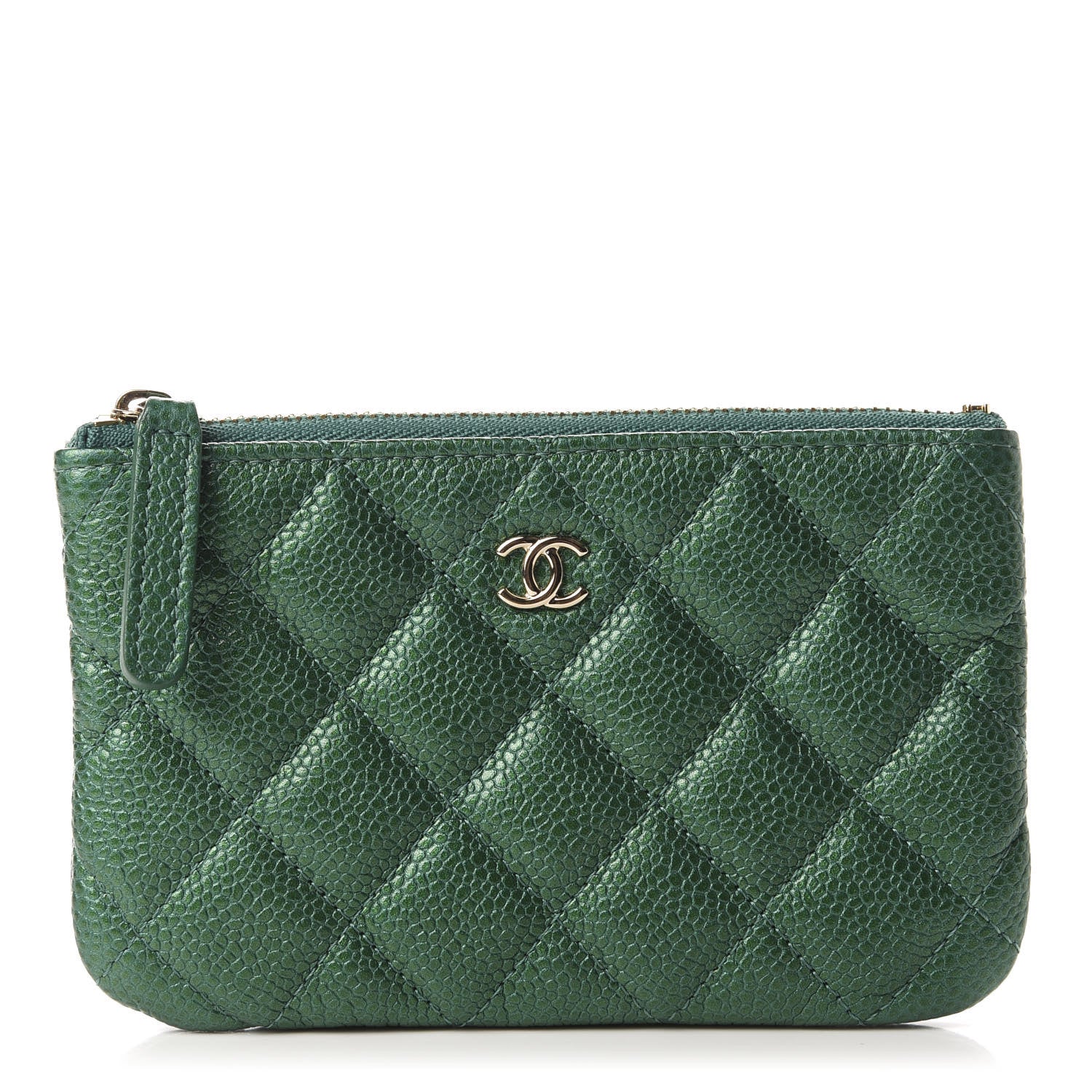 Chanel Metallic Caviar Quilted Small Cosmetic Case Green 1 of 7