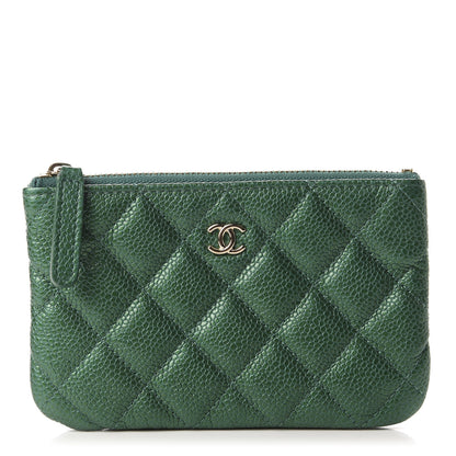 Chanel Metallic Caviar Quilted Small Cosmetic Case Green 1 of 7