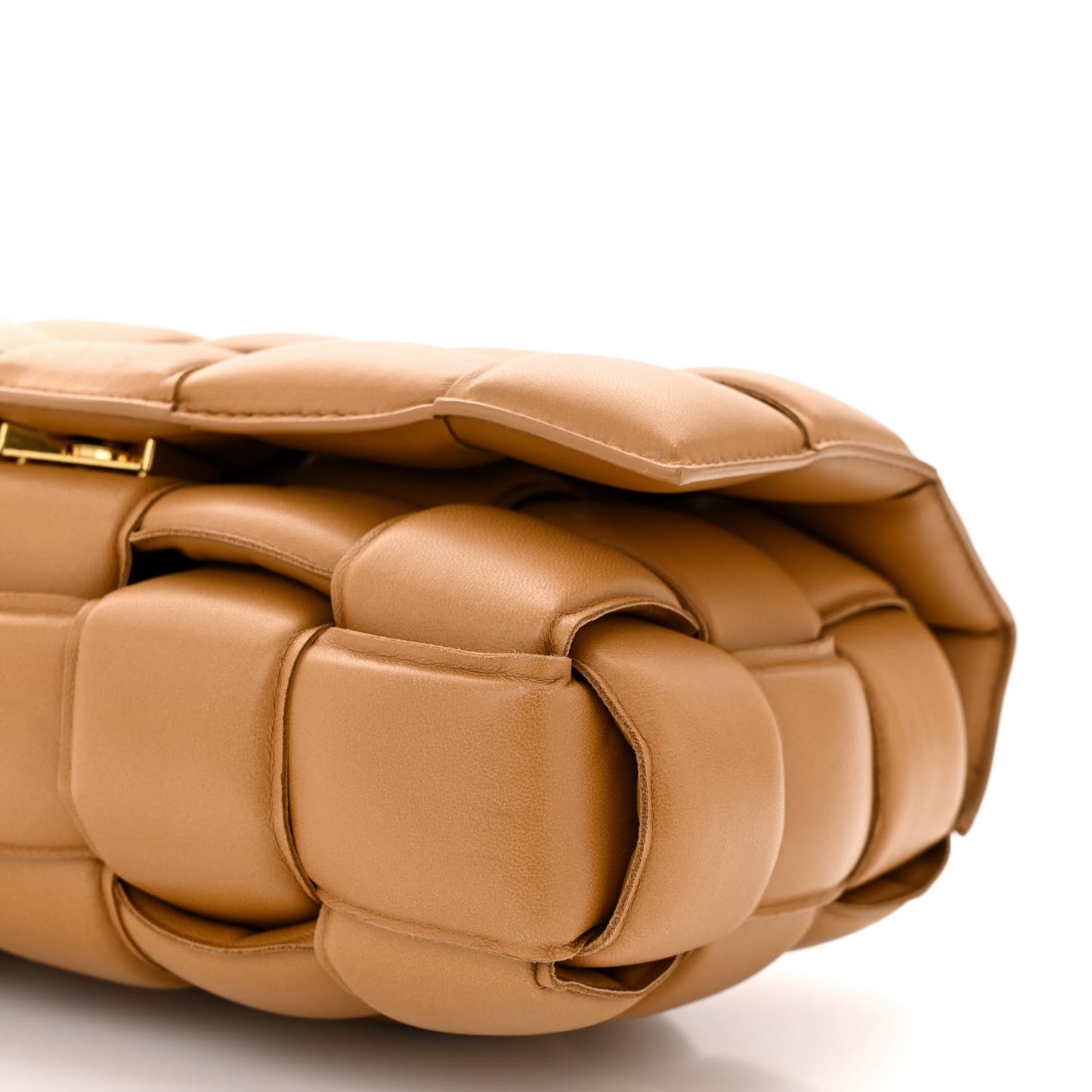 Nappa Maxi Intreccio Padded Cassette Crossbody Bag Caramel