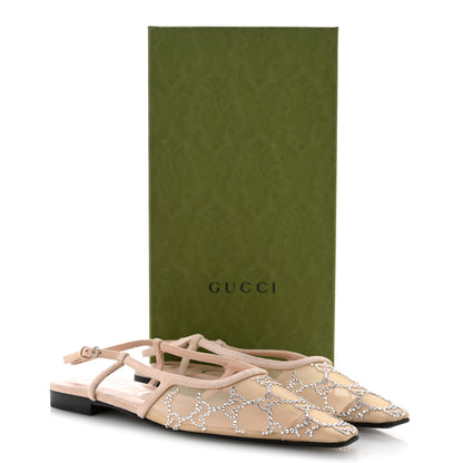 Gucci Suede Mesh Crystal GG Monogram Slingback Ballet Flats 36.5 Light Powder Skin Rose 37 Light Powder Skin Rose 36.5 Light Powder Skin Rose 9 of 9