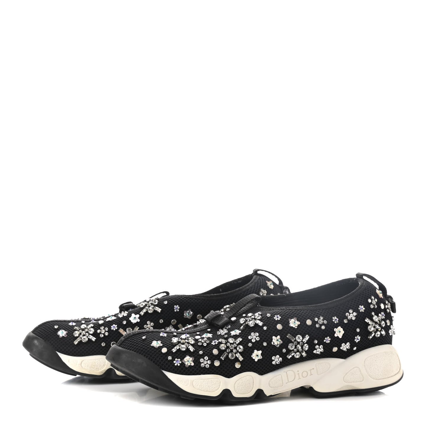 Technical Canvas Embellished Dior Fusion Sneakers Black White