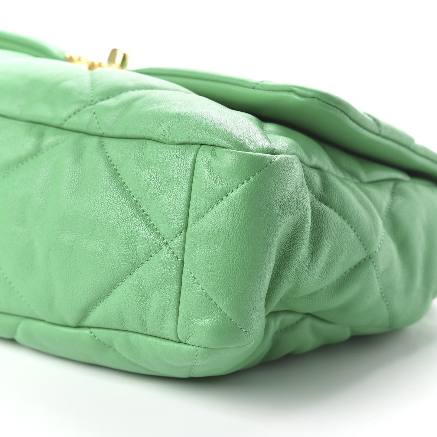 Goatskin Quilted Large 19 Flap Green