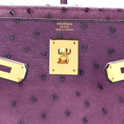Hermes Ostrich Kelly Retourne 32 Violine 6 of 11