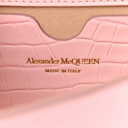 Alexander McQueen Shiny Crocodile Embossed Jeweled Satchel Pink 6 of 8