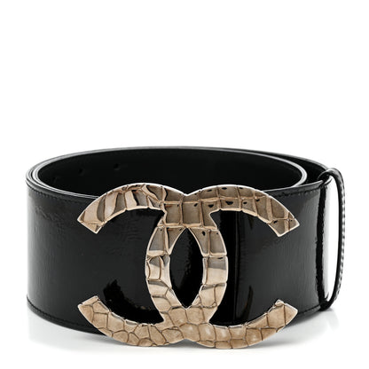 Chanel Patent CC Wide Belt 90 36 Black 1 of 5