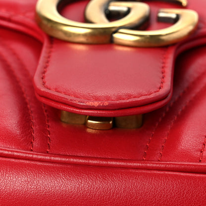Gucci Calfskin Matelasse Mini GG Marmont Shoulder Bag Hibiscus Red 10 of 11