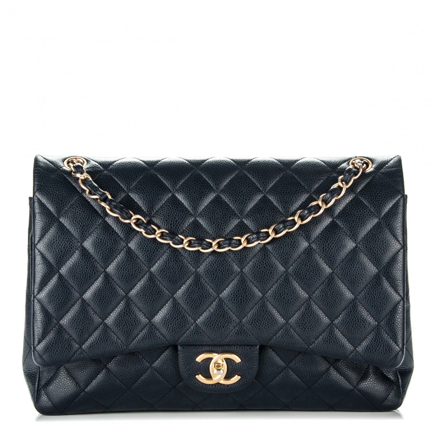 Chanel Caviar Quilted Maxi Double Flap Navy Blue 1 of 7