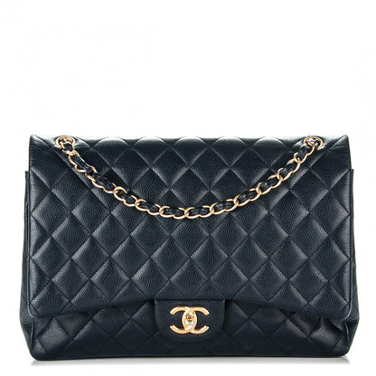 Chanel Caviar Quilted Maxi Double Flap Navy Blue 1 of 7