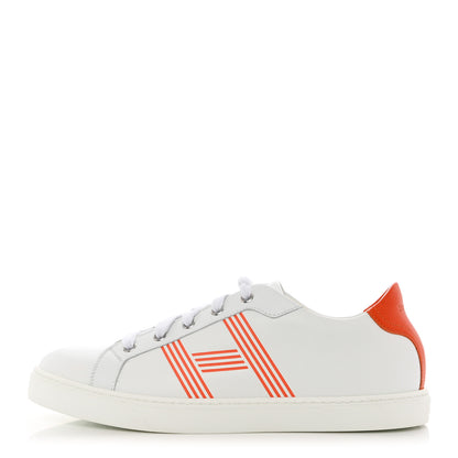 Hermes Calfskin Womens Advantage Sneakers 40 White Orange 1 of 9