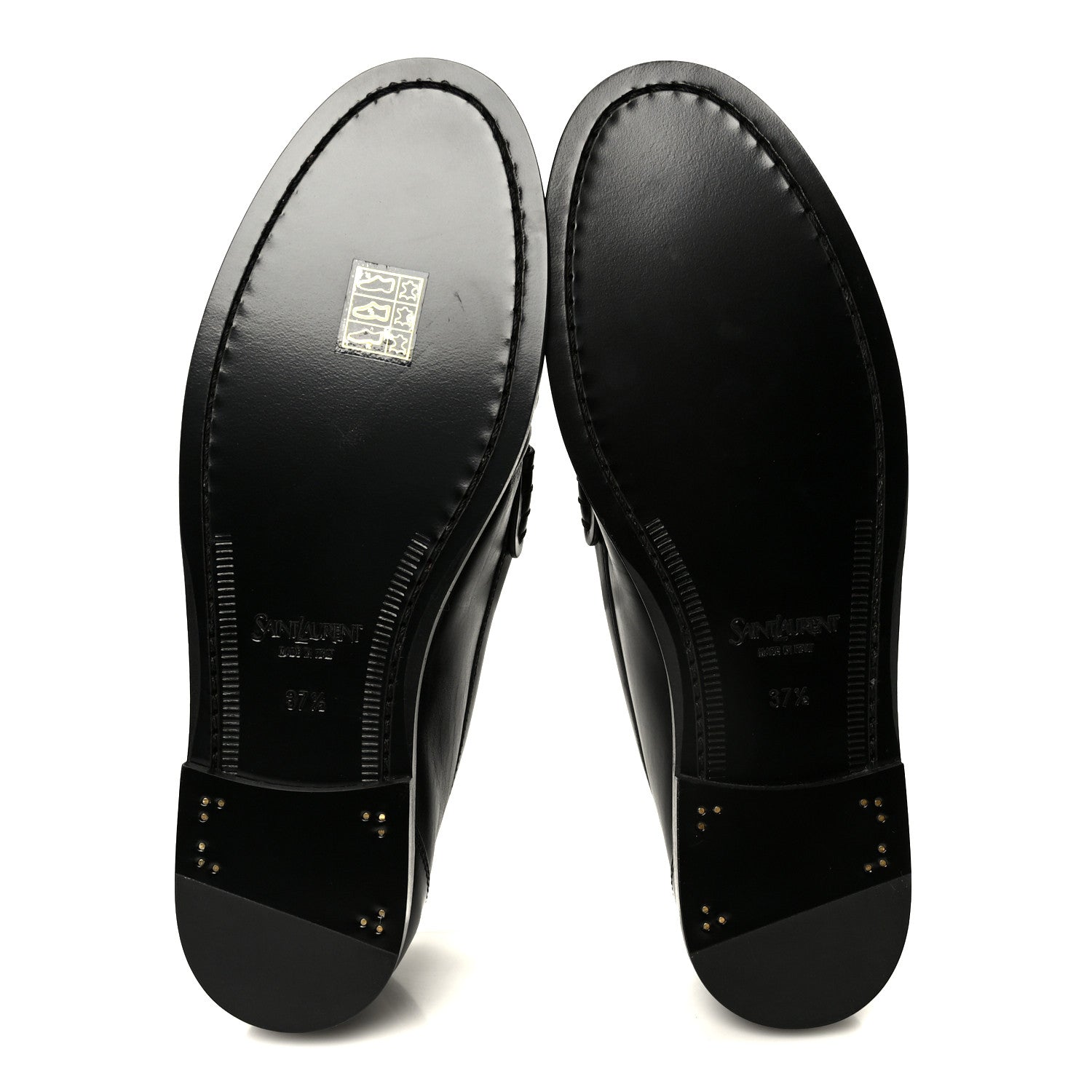 Saint Laurent Calfskin Penny Loafers 37.5 Black 6 of 10