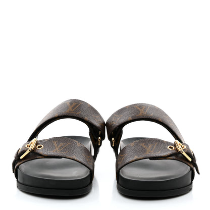 Louis Vuitton Bom Dia Flat Mule Sandals 38 Black 2 of 8
