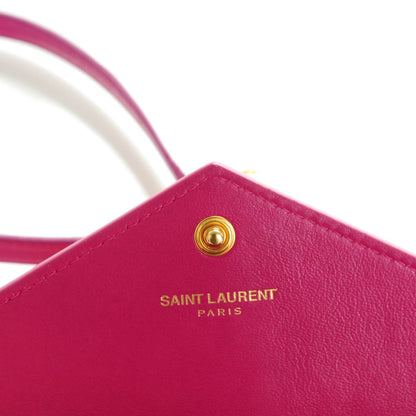Saint Laurent Textured Patent Monogram Envelope Chain Wallet Electric Pink 6 of 7