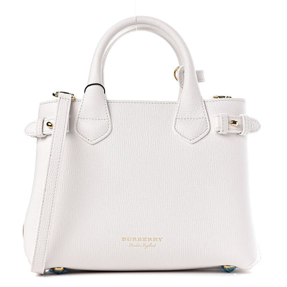 Burberry Grainy Calfskin House Check Small Banner Tote Chalk White 1 of 10
