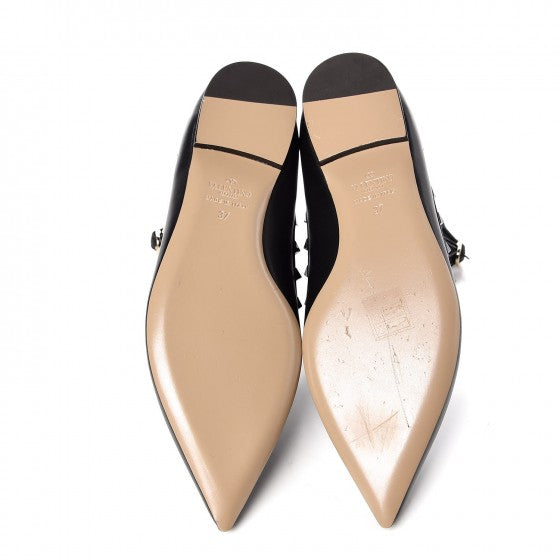 Nappa Rockstud Cage Ballerina Flats 37 Black