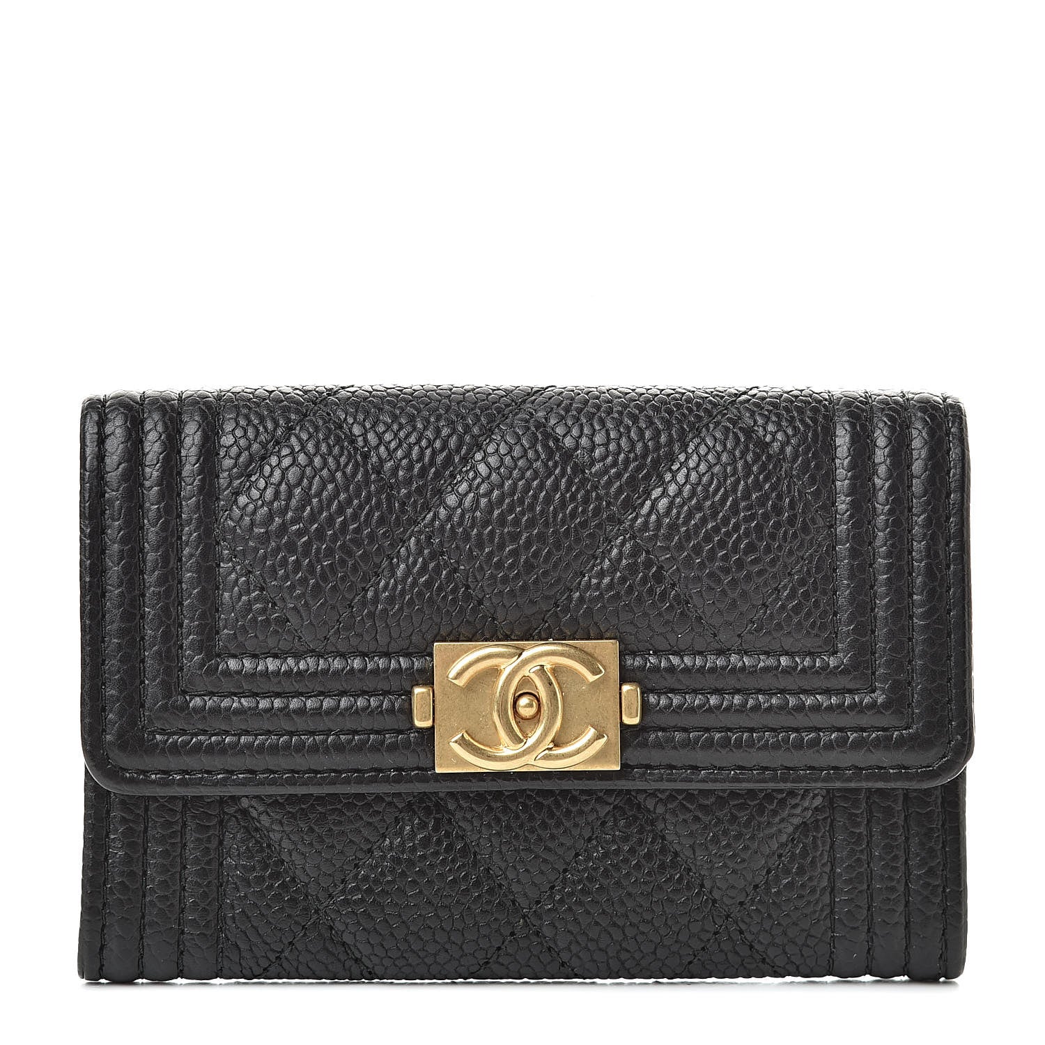 Chanel Caviar Quilted Boy Flap Card Holder Black 1 of 9