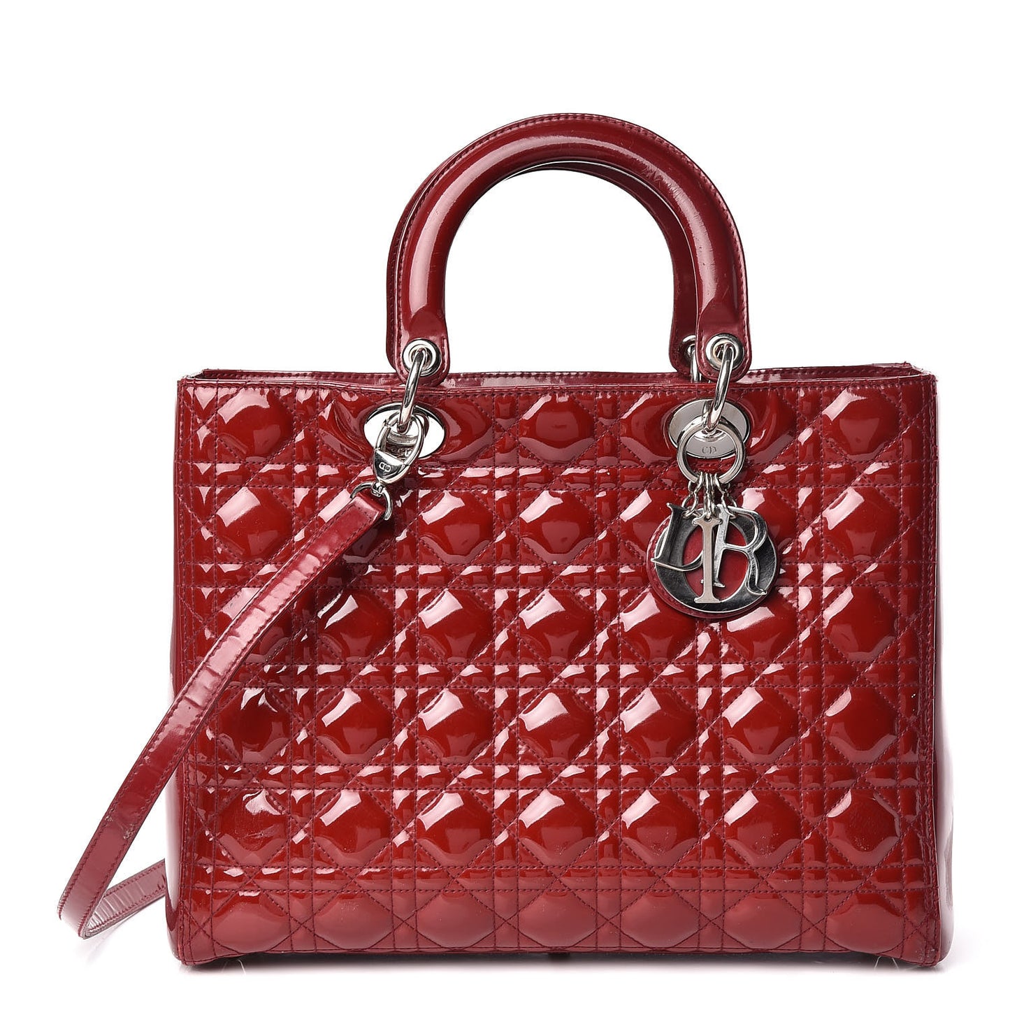 Patent Cannage Large Lady Dior Red