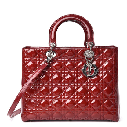 Christian Dior Patent Cannage Large Lady Dior Red 1 of 30