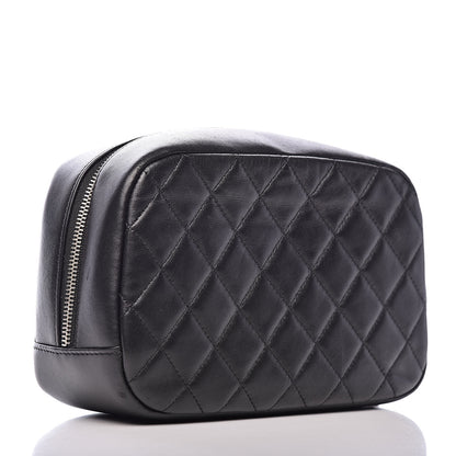 Chanel Lambskin Quilted Medium Curvy Pouch Cosmetic Case Black 3 of 9