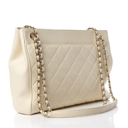 Chanel Caviar Quilted CC Tote Beige 3 of 12