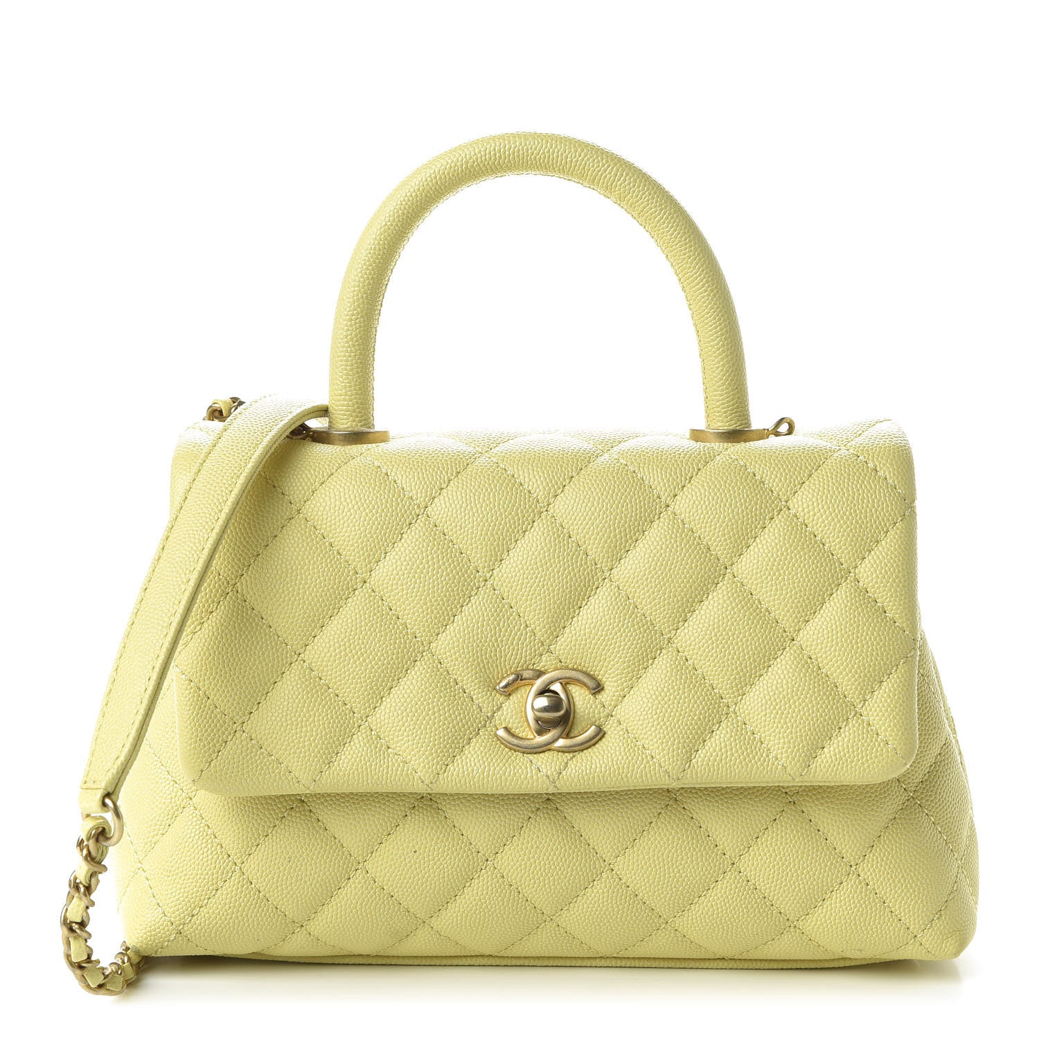 Chanel Caviar Quilted Mini Coco Handle Flap Yellow 1 of 11