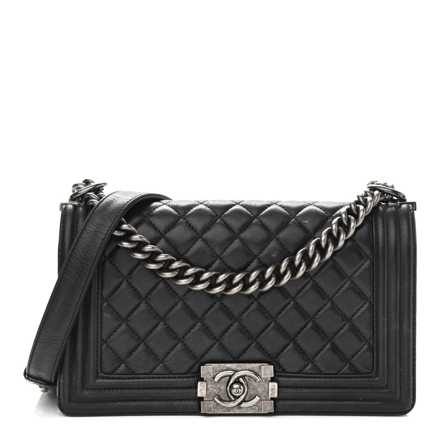Chanel Lambskin Quilted Medium Boy Flap Black 1 of 15