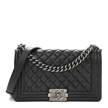 Chanel Lambskin Quilted Medium Boy Flap Black 1 of 15