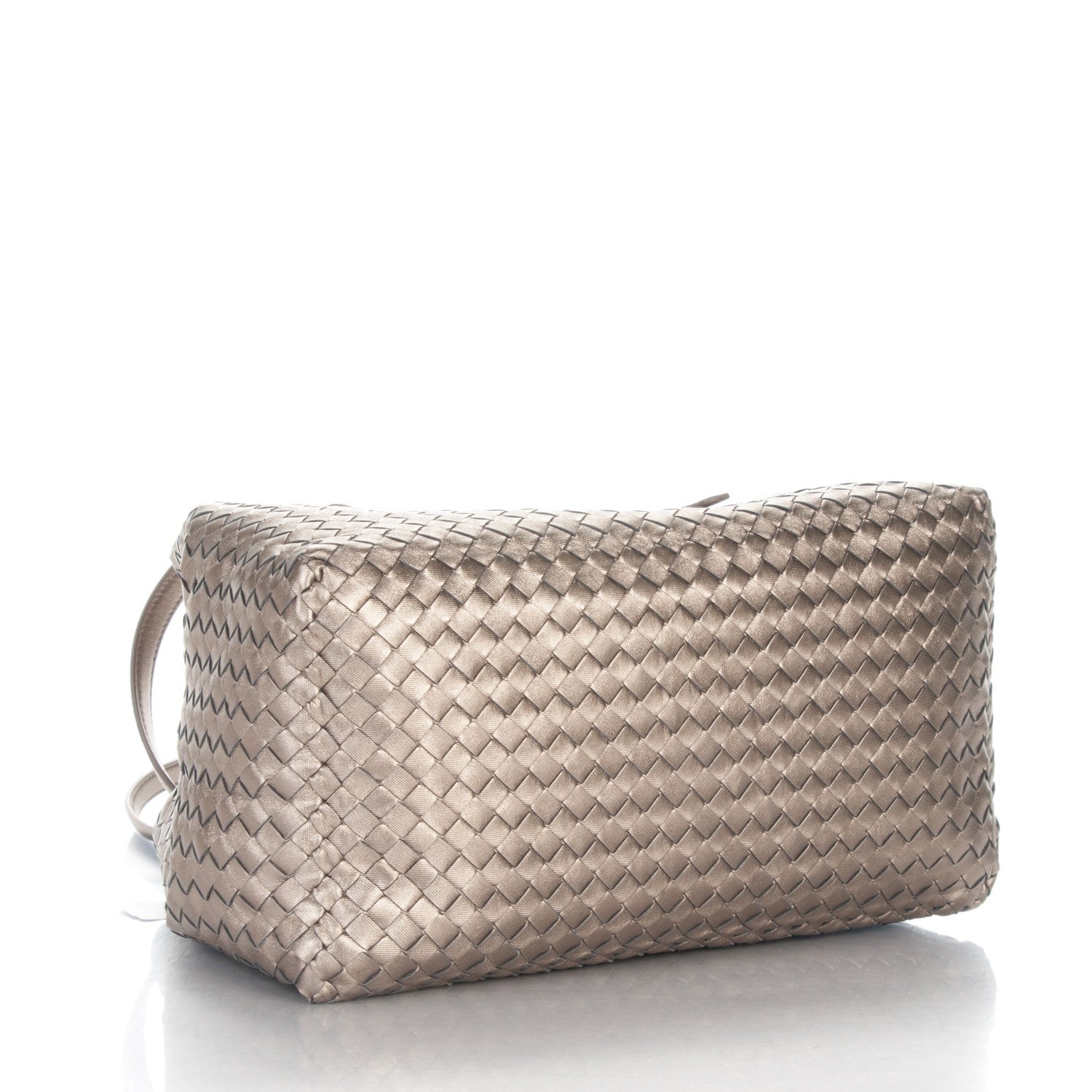 Bottega Veneta Metallic Grosgrain Intrecciato Medium A Shape Seamless Tote Pewter 4 of 8
