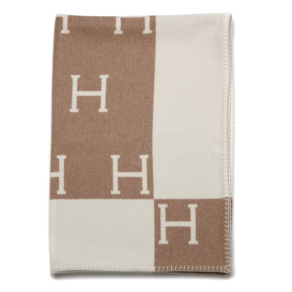 Hermes Wool Cashmere Avalon Baby Blanket Noisette Moyen White 1 of 6