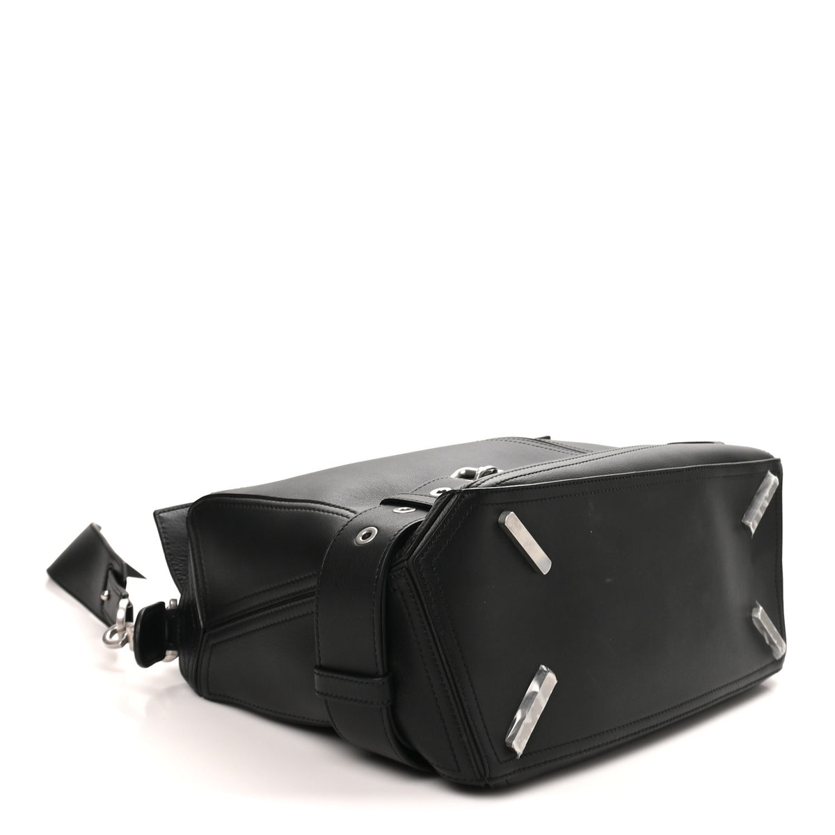 Shiny Calfskin Large Puzzle Biker Bag Black