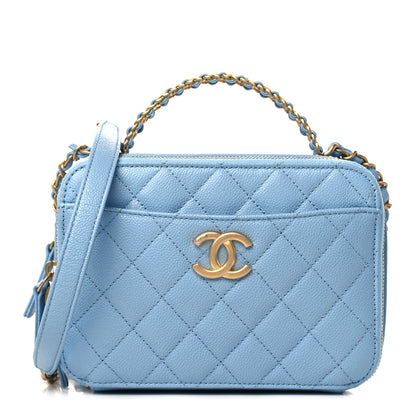 Chanel Caviar Quilted Small Pick Me Up Vanity Case Light Blue 1 of 10