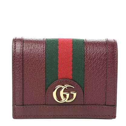 Gucci Textured Calfskin Web Ophidia Card Case Vintage Bordeaux 1 of 7