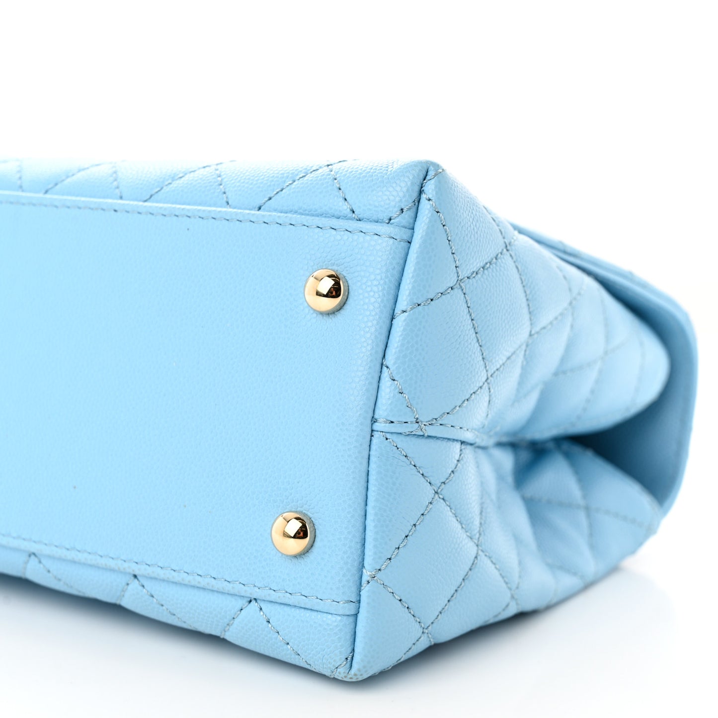 Caviar Quilted Small Coco Chain Handle Flap Light Blue