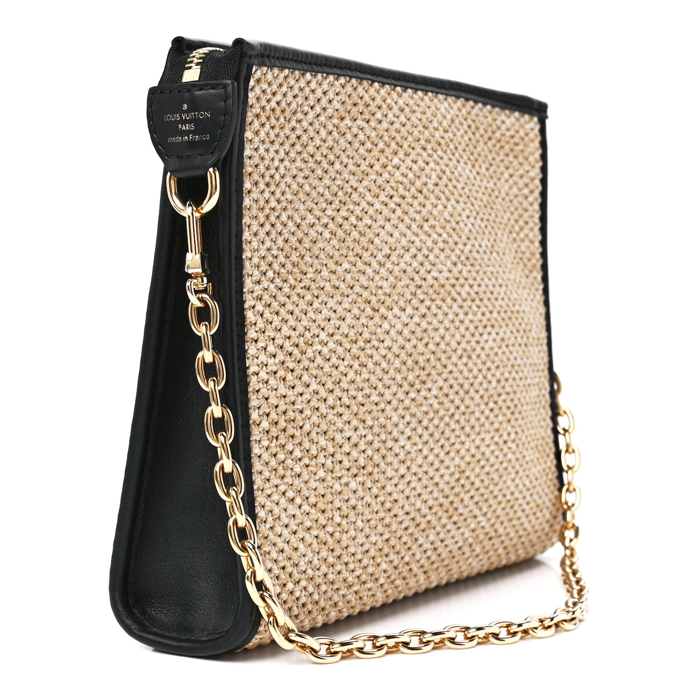 Raffia Calfskin Monogram Giant Pouch