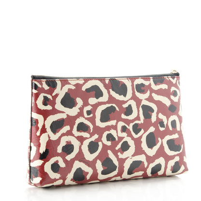 Gucci Patent Leopard Printed Large Pouch Red 3 of 7