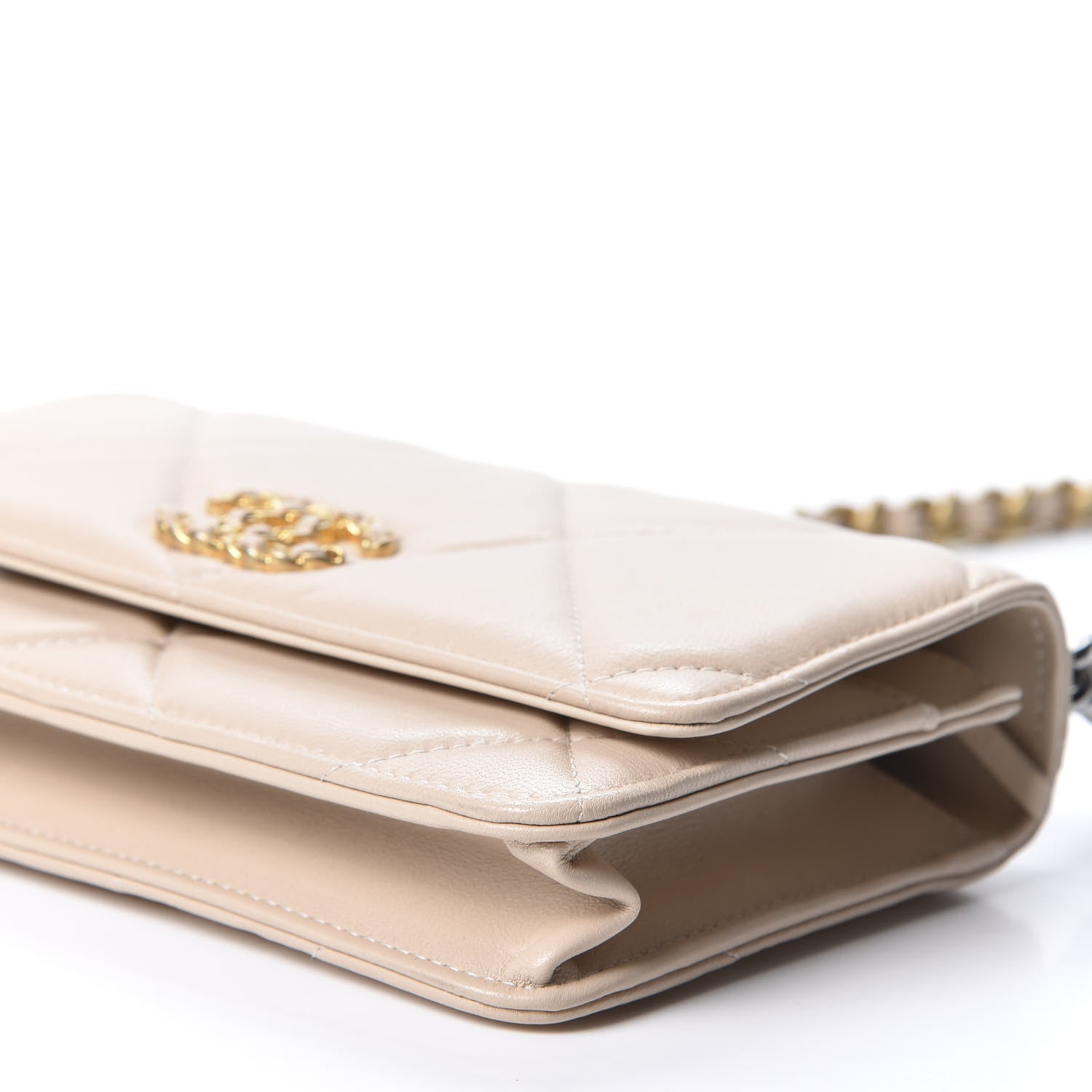 Chanel Goatskin Quilted 19 Wallet On Chain WOC Light Beige 6 of 12