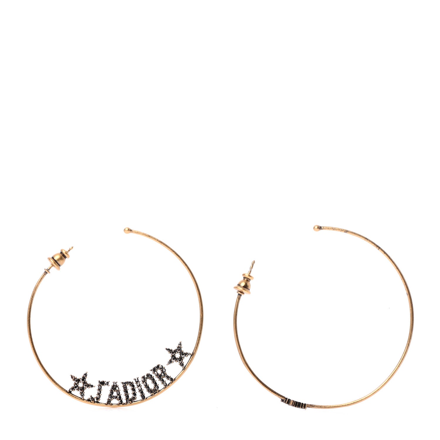 Christian Dior Metal Crystal J'Adior Hoop Earrings Aged Gold 1 of 5