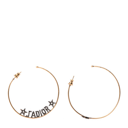 Christian Dior Metal Crystal J'Adior Hoop Earrings Aged Gold 1 of 5