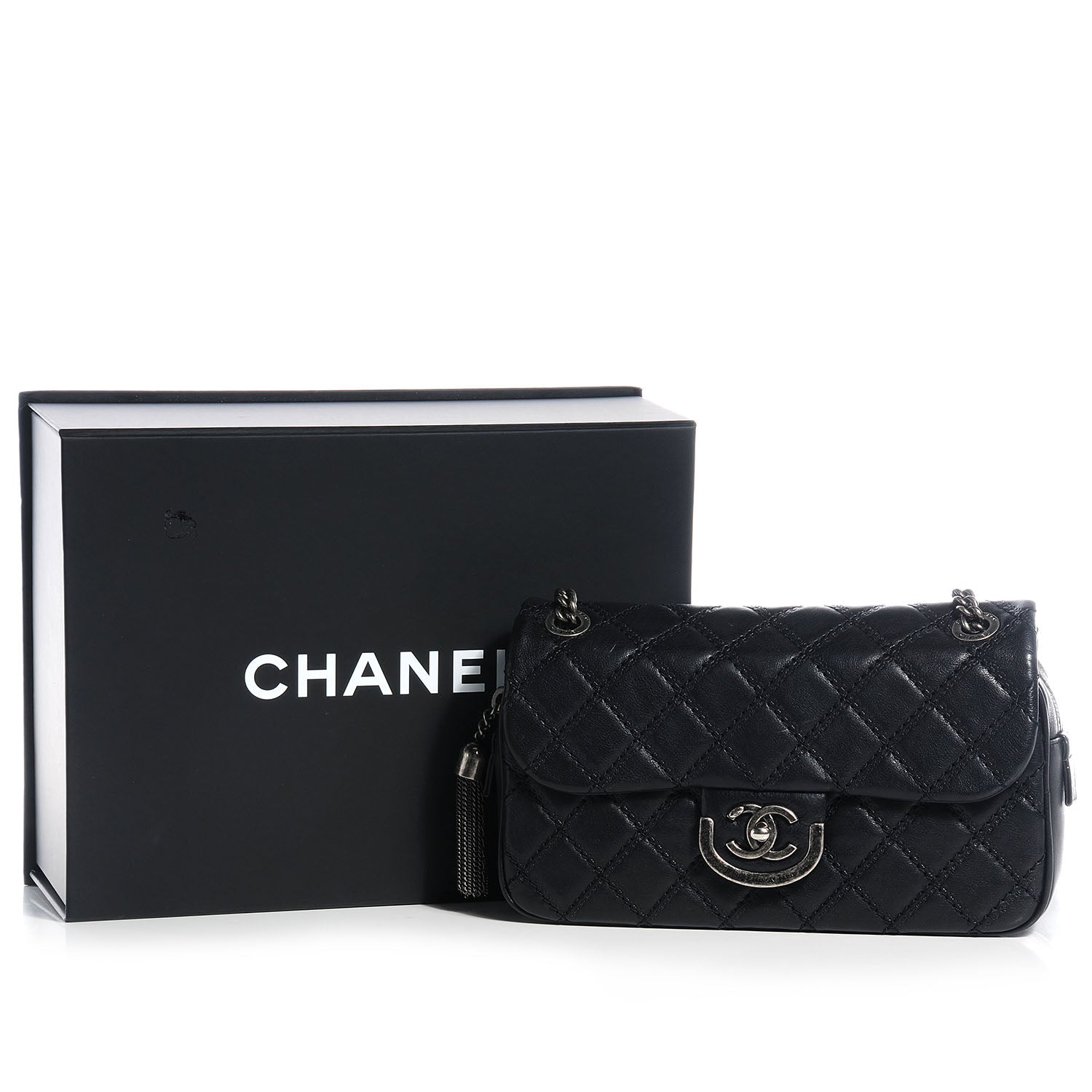Chanel Calfskin Coco Sporran Medium Flap Black 9 of 9