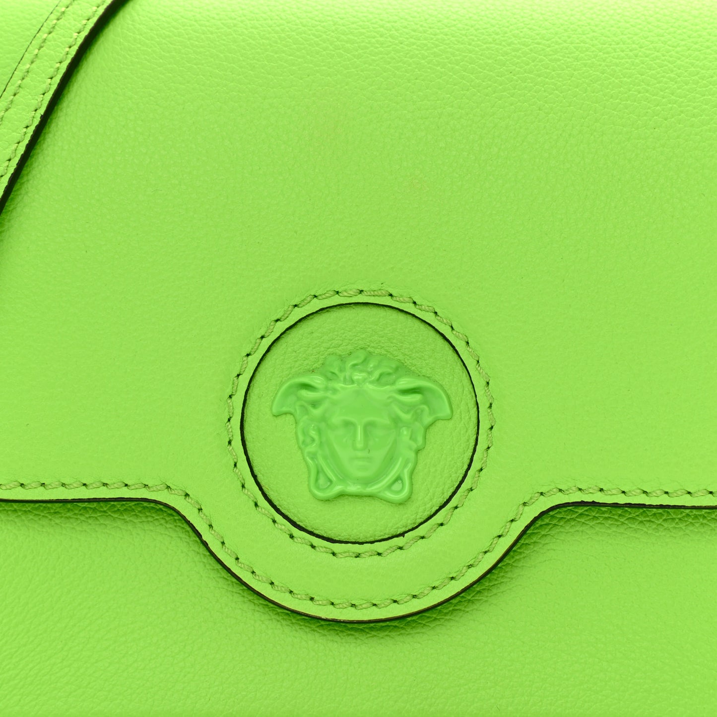 Grained Calfskin La Medusa Shoulder Bag Lime