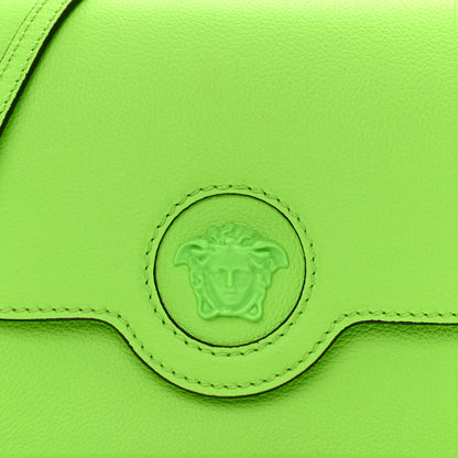 Versace Grained Calfskin La Medusa Shoulder Bag Lime 7 of 7