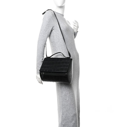 Givenchy Calfskin Crocodile Embossed Medium Pandora Box Crossbody Bag Black 2 of 10