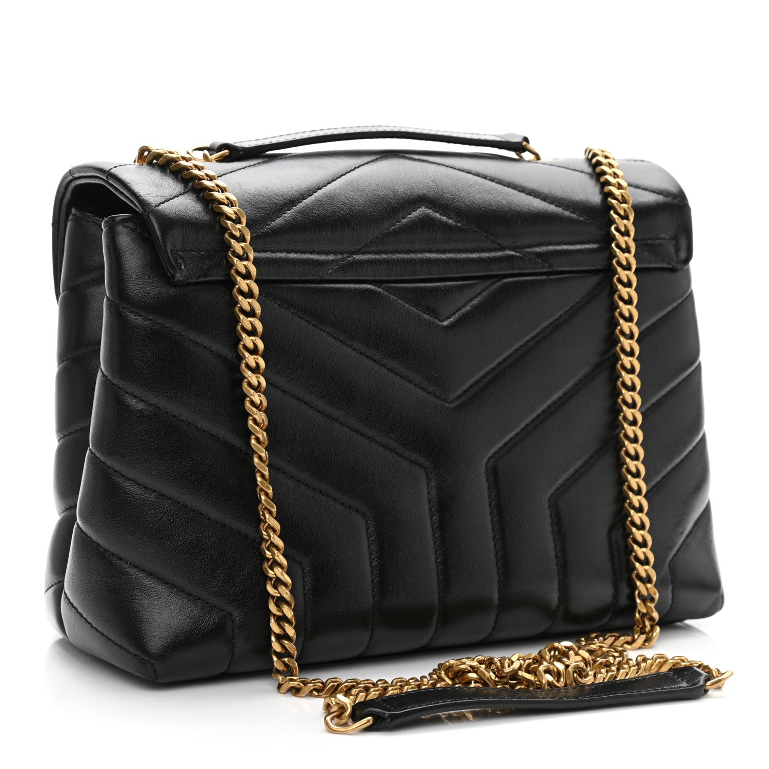 Saint Laurent Calfskin Y Quilted Monogram Small Loulou Chain Satchel Black 3 of 10
