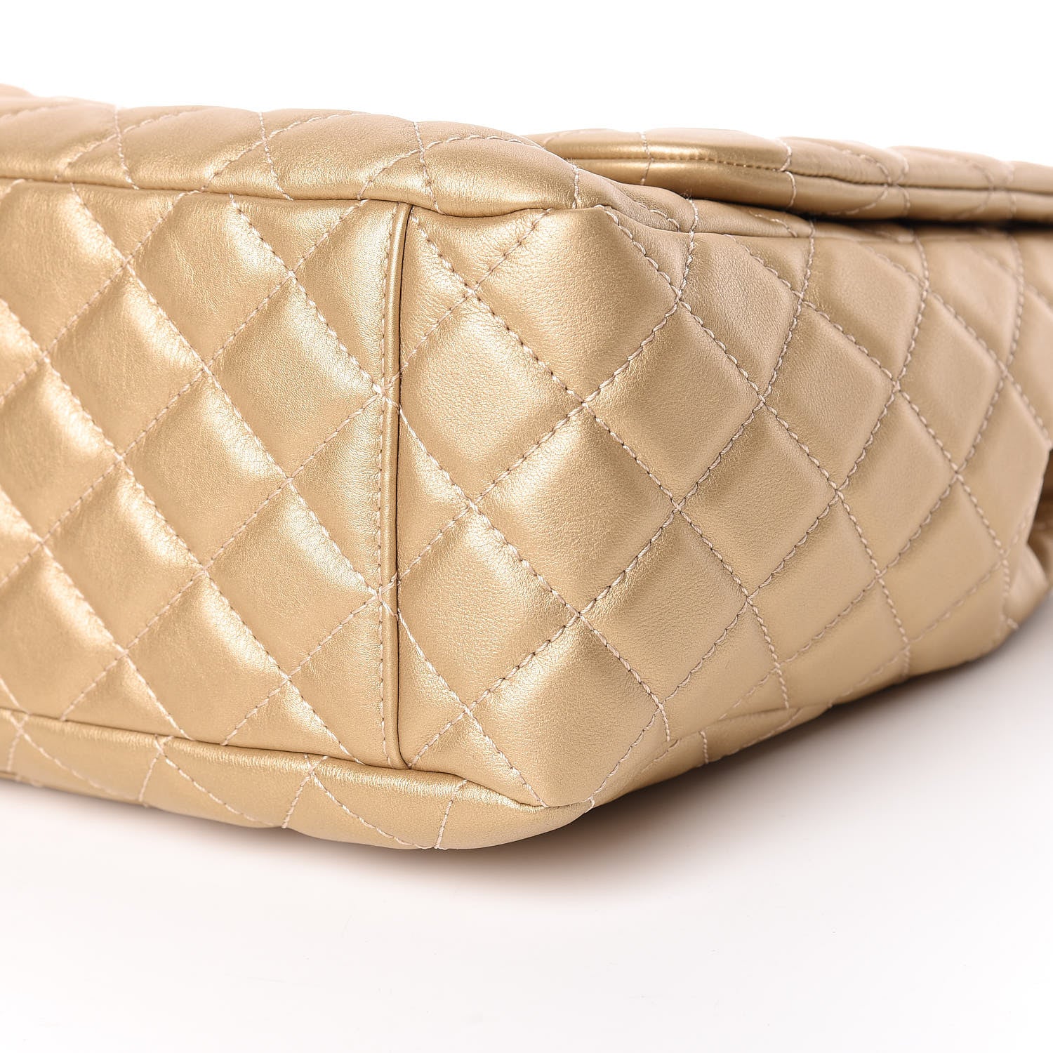 Chanel Metallic Calfskin Quilted Small XXL Travel Flap Bag Gold 6 of 10