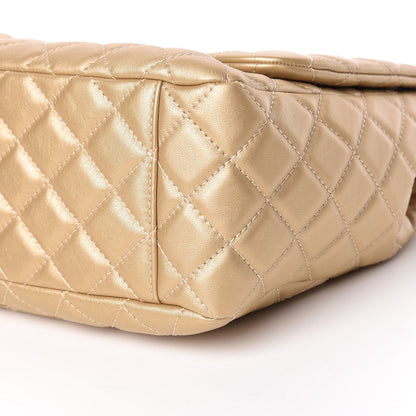 Chanel Metallic Calfskin Quilted Small XXL Travel Flap Bag Gold 6 of 10