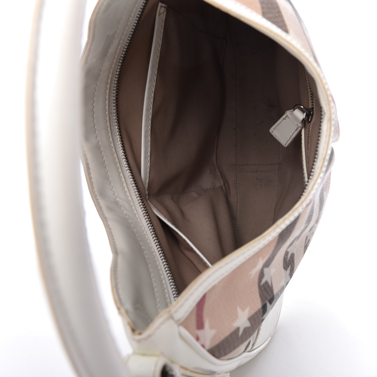 Burberry Patent Supernova Check Stars Small Hernville Hobo White 5 of 11