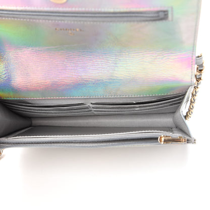 Chanel Iridescent Goatskin Quilted Wallet On Chain WOC Silver 5 of 12